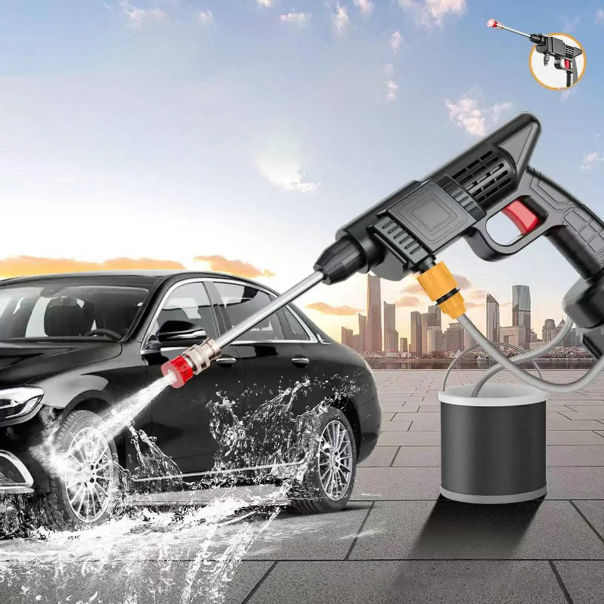 Portable Pressure Washer with Two Spray Modes and Soap Container, Copper Nozzle