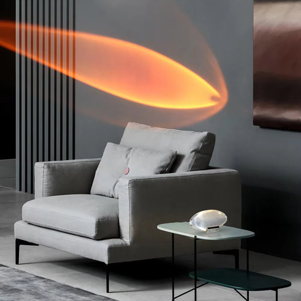 LED Mood Lighting Table Lamp – Oval Crystal Design in Warm White, Sunset Red & Blue-Violet