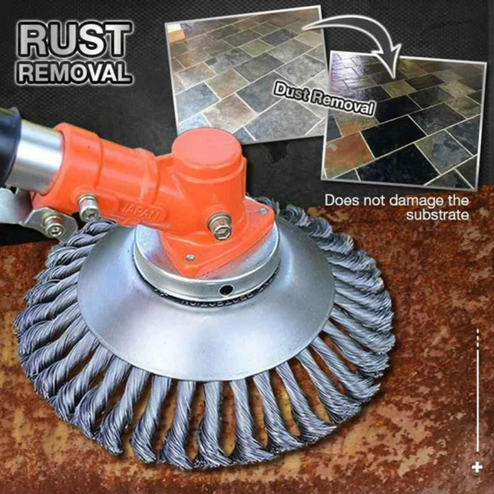 Weed Brush Trimmer Head in Carbon Steel – Twisted Wire Tool for Patios, Driveways & Paving Joints