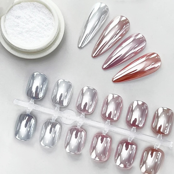 Chrome Silver Nail Powder for Mirror Finish – Transforms Any Polish