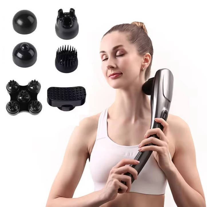 Corded Handheld Body Massager with 6 Attachments and Comfortable Grip