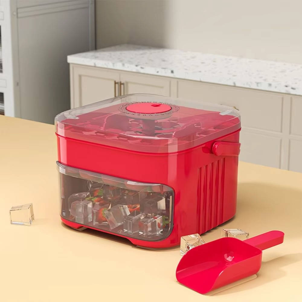 Double Layer Ice Tray for Freezer - 50 Cube Maker with Press Lid