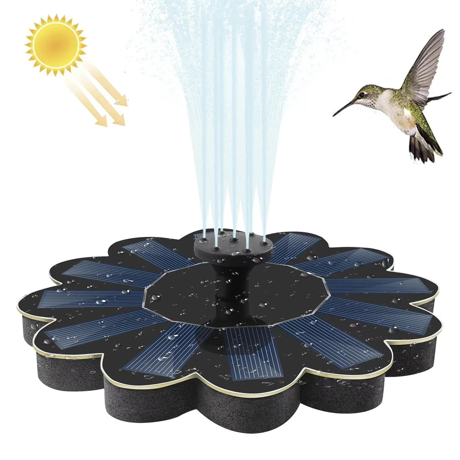 Floating Solar Water Fountain – Wireless with 5 Nozzles, 95 cm Tall