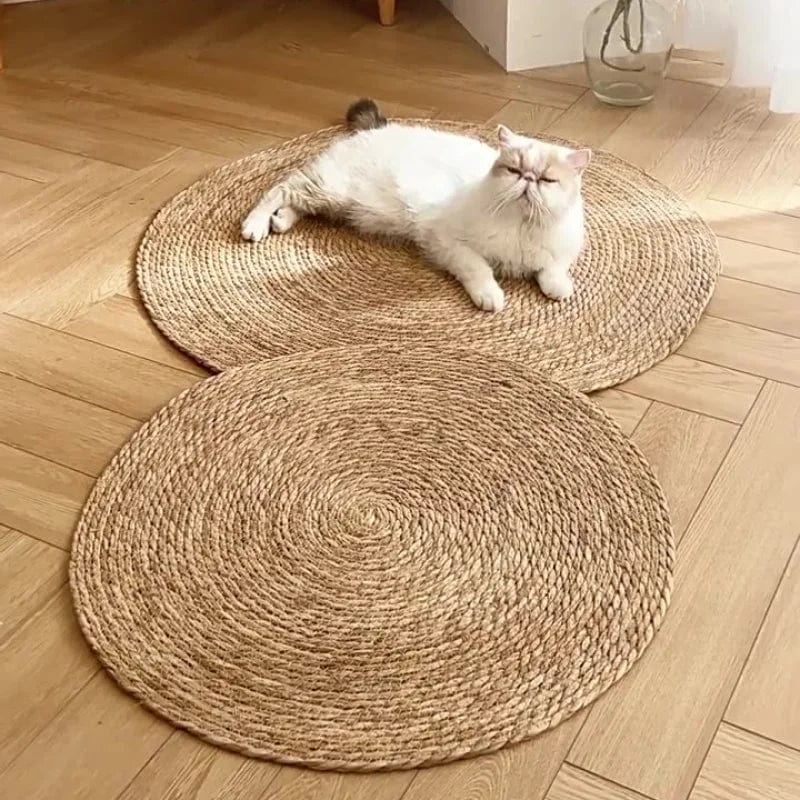 Natural and Durable Jute Cat Scratching Mat - Braided Design