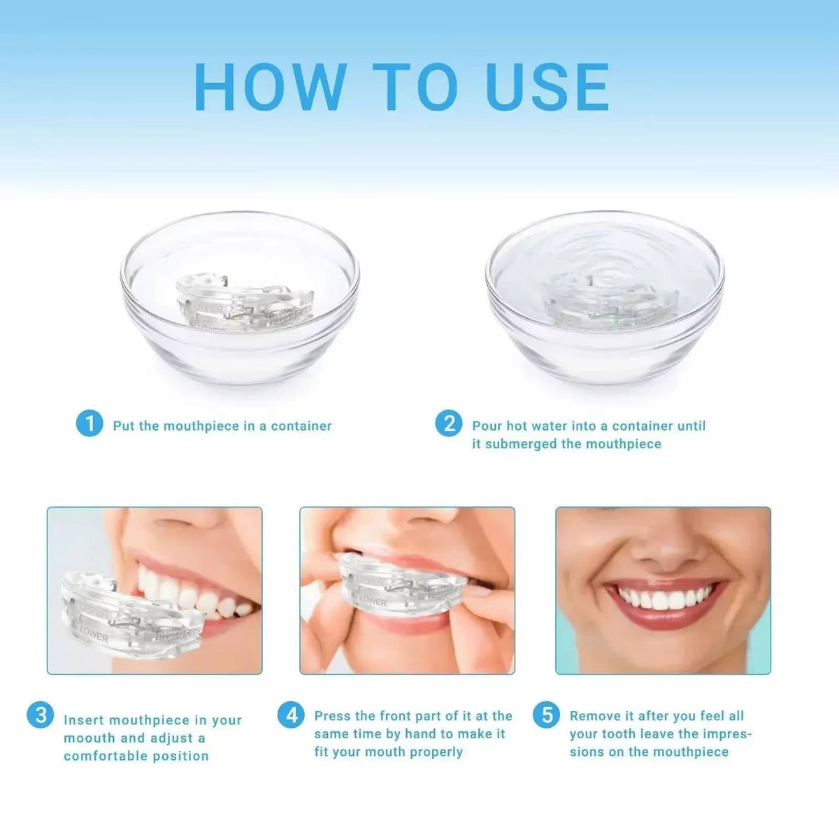 Mouth Guard with Dual Tray Fit and Adjustable Open Front Design