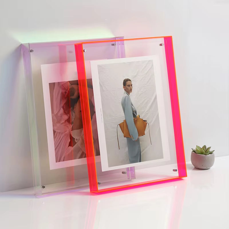 Colored Edge Acrylic Frame – Wall/Table Display, 5 Sizes, 10 Colors