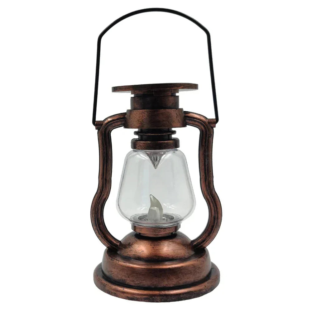 Vintage-Style Solar Lantern Featuring Flickering LED Illumination