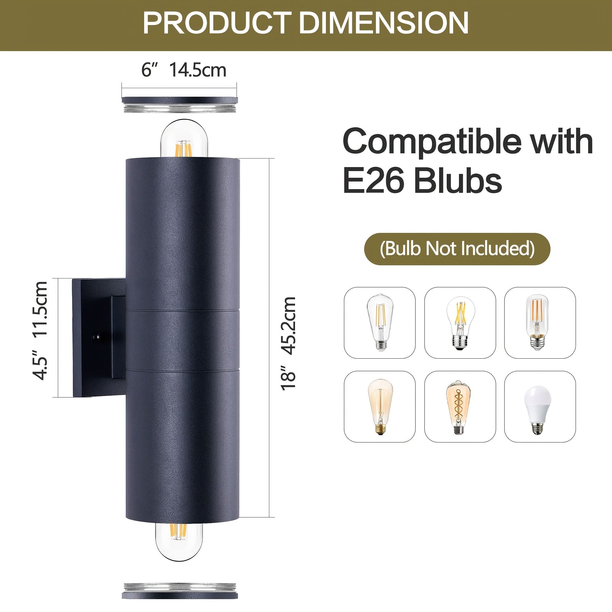 Black Outdoor Wall Light in Cylindrical Shape
