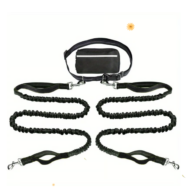 Bungee Dog Leash for Hands-Free Use – Reflective Waist Strap for Running, Hiking, and Walking