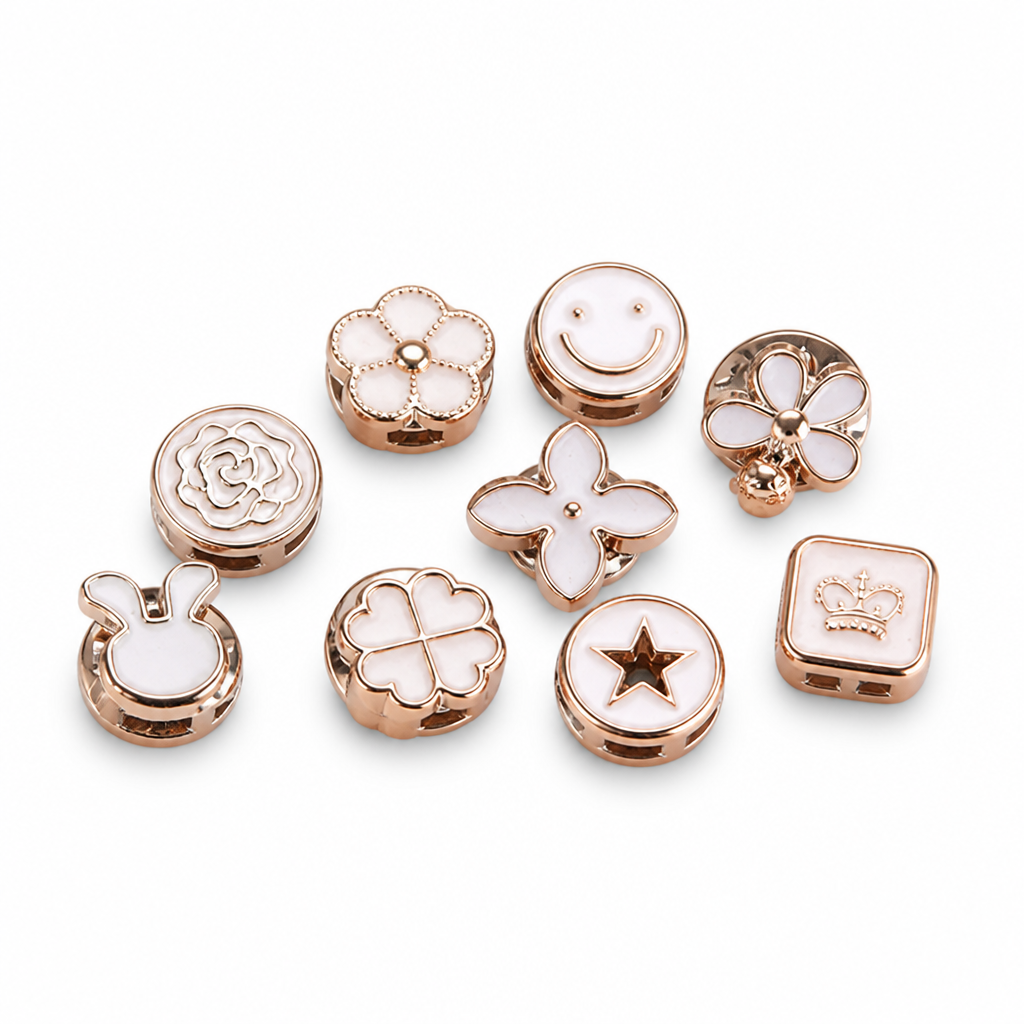 Needle-Free Rose Gold Crystal Snap Buttons (Set of 6)