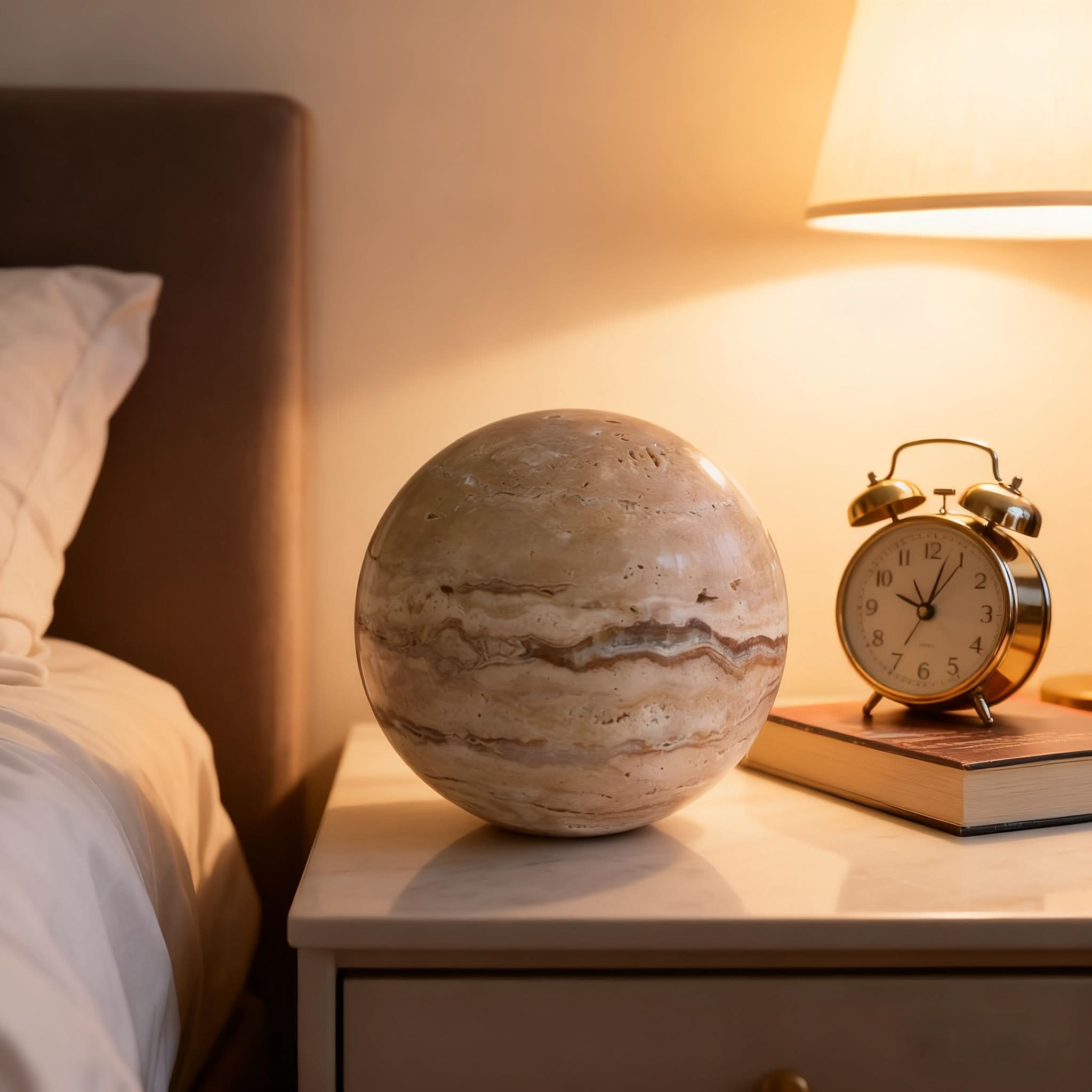 Handcrafted Travertine Marble Sphere Decorative Piece
