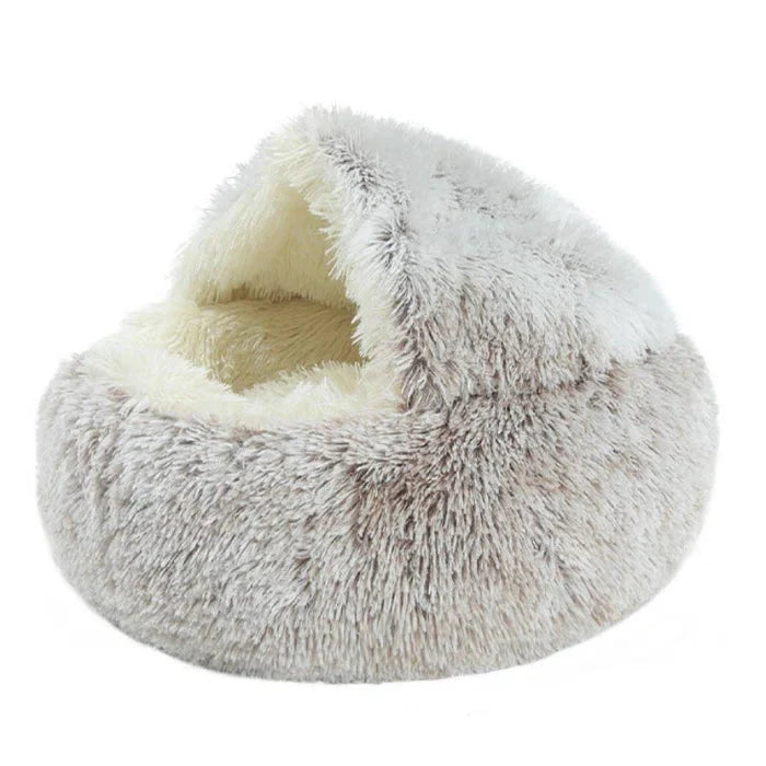 Non-Slip Bottom Round Dog Bed in Plush Fabric