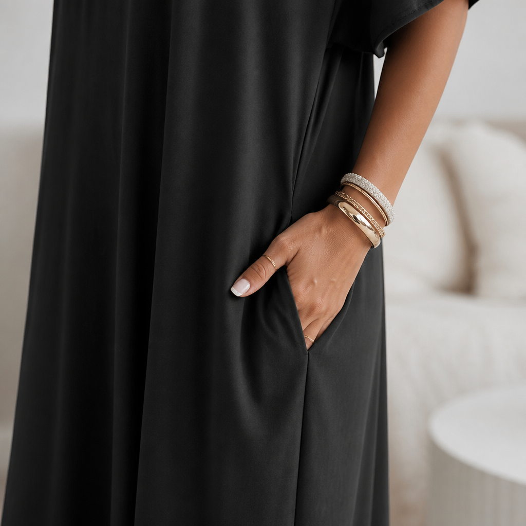 SolariaFlow™ – Comfortable Off-Shoulder Maxi Dress Featuring Concealed Pockets