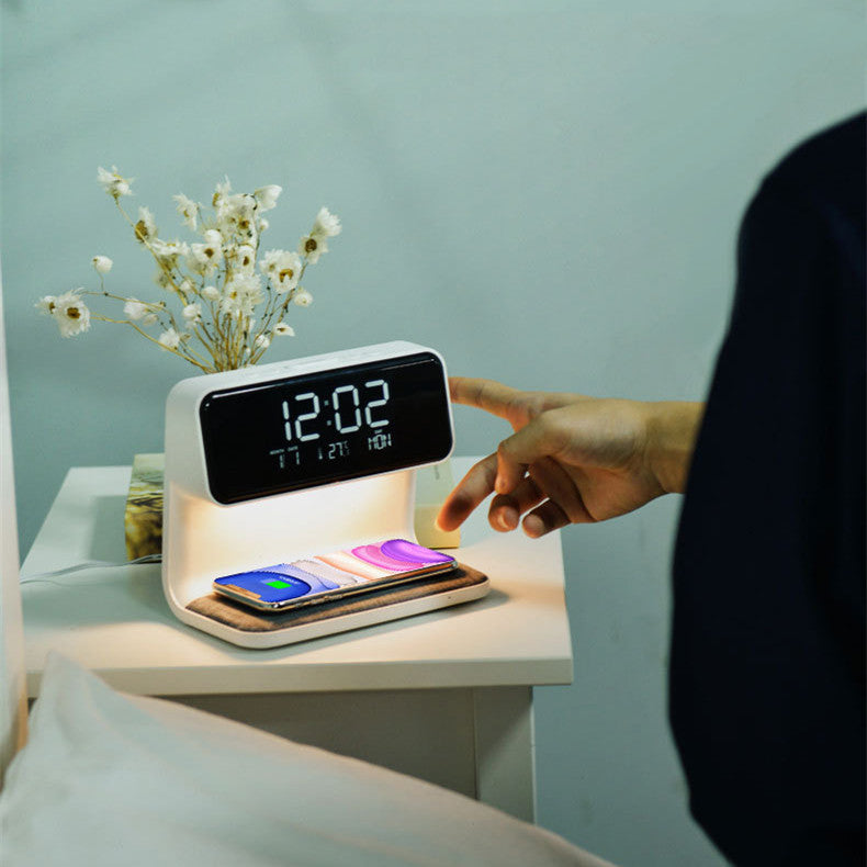All-in-One Bedside Light with Wireless Charger & Alarm Clock