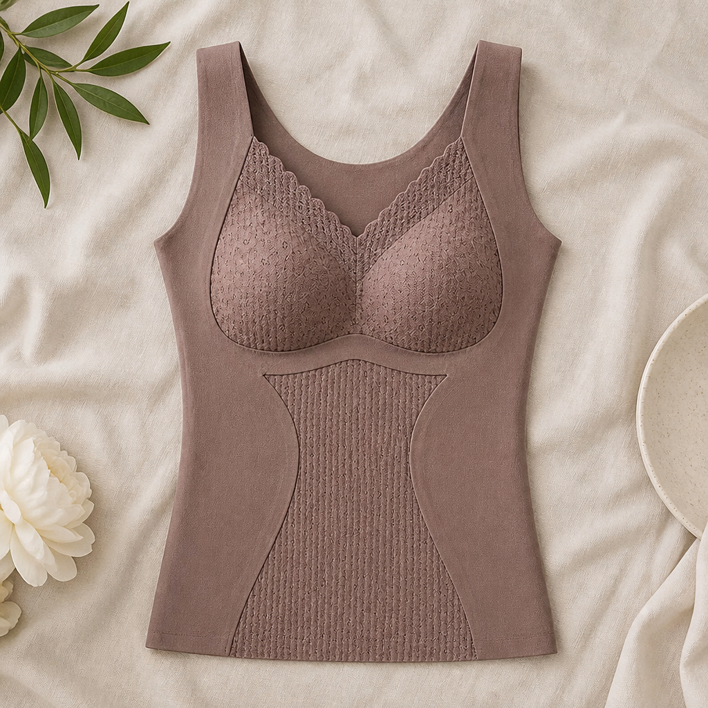 VeloFlex™ – Thermal Seamless Contouring Camisole Featuring Integrated Lace Bra