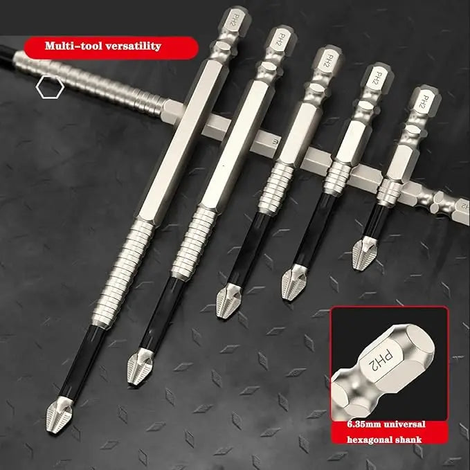 Magnetic Bit Set for Screwdrivers – 6 Sizes with Non-Slip Design