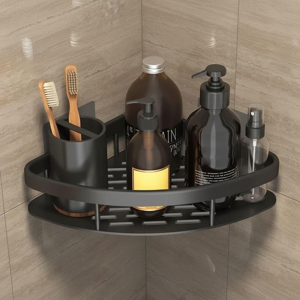 Aluminum Wall-Mounted Shelf Organizer for Bathroom Storage