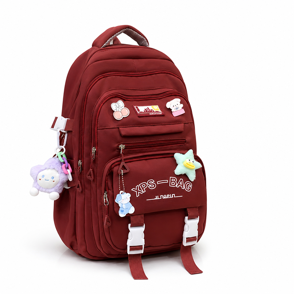Large-Capacity Student Backpack With Pendant