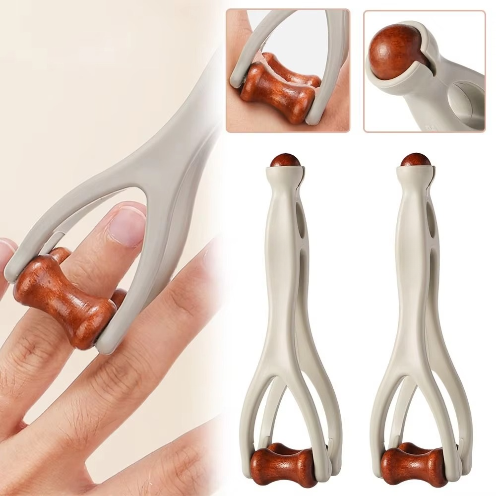 Acupressure Finger Massager Featuring Brass Rollers