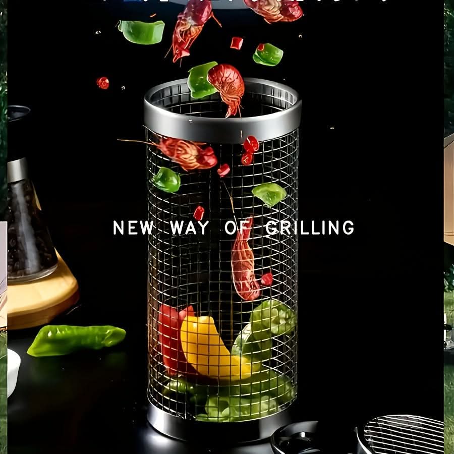 Stainless Steel Grill Basket with Rolling Design