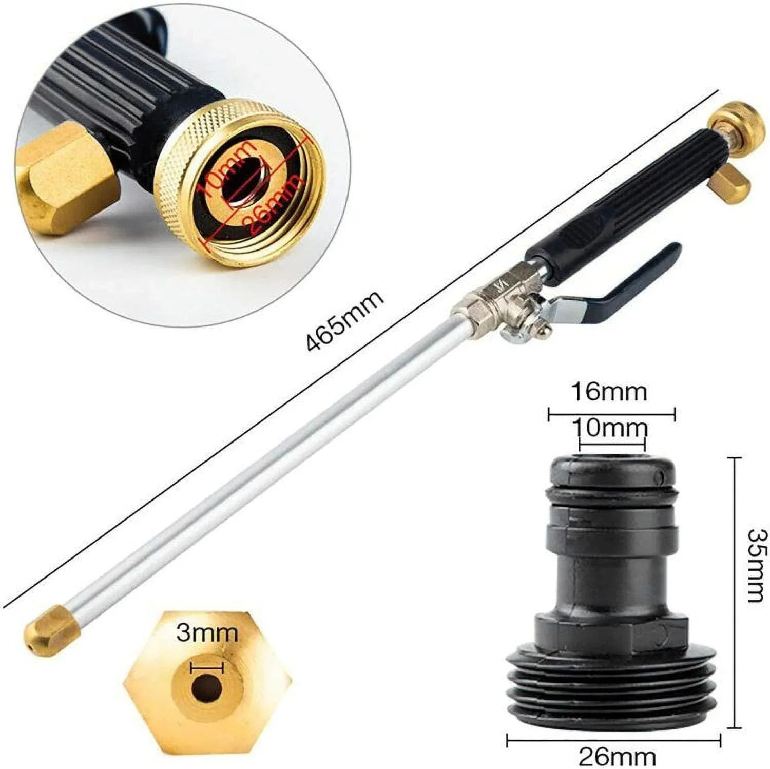 Cleaning Accessory | High-Pressure Water Stream | Adjustable Nozzle | Aqualynx