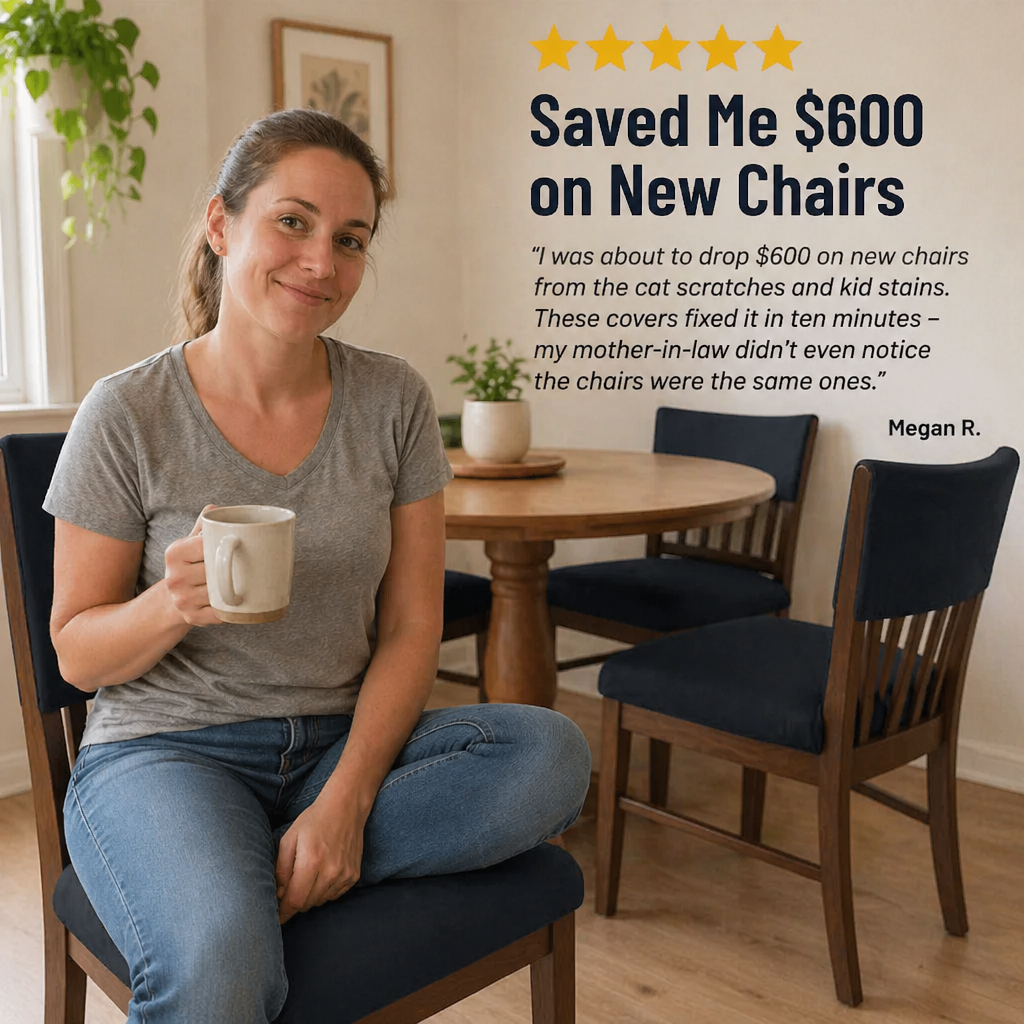 Velaria™ Dining Chair Seat Covers — Conceal Stains and Revive Worn Chairs in Minutes