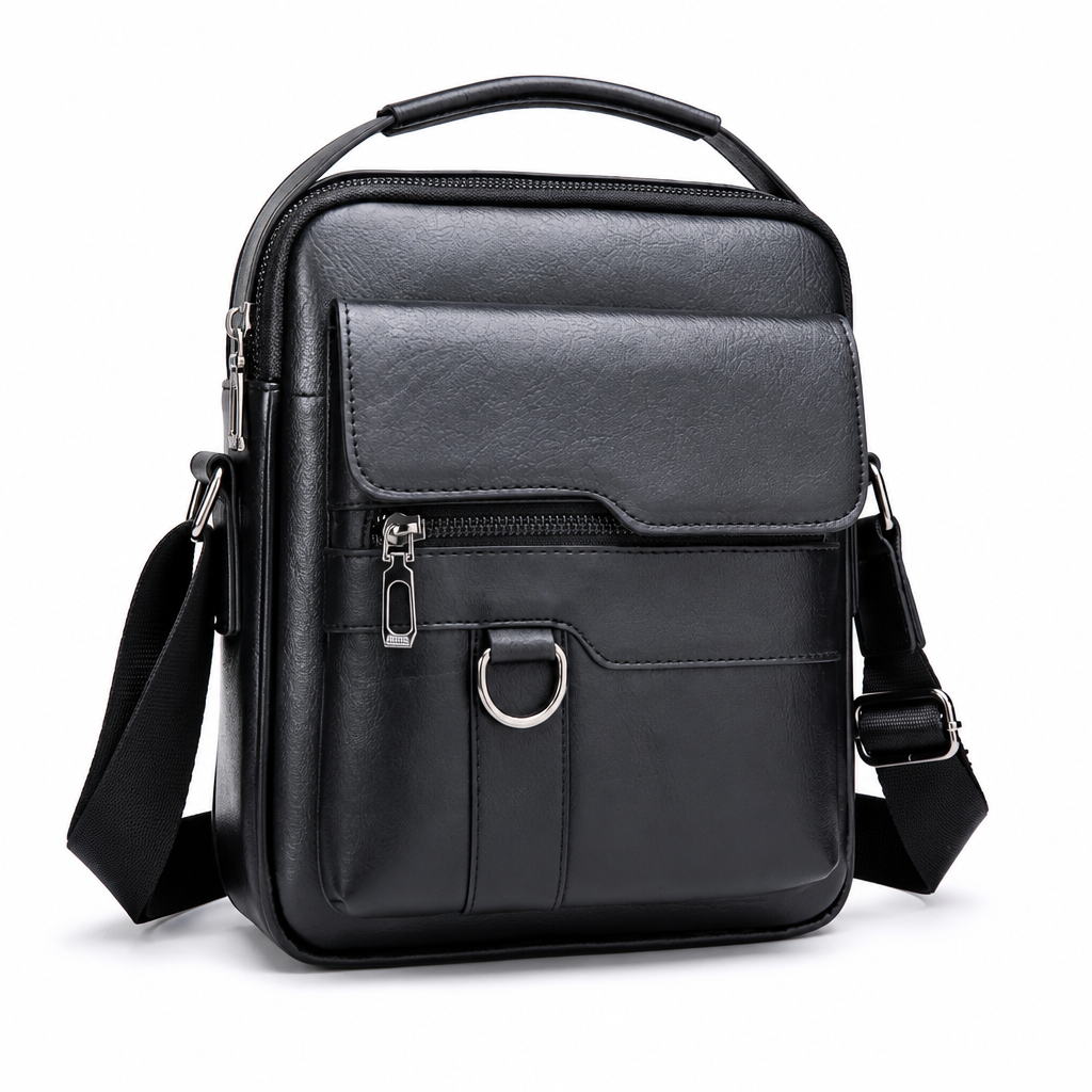 Top-Grain Leather Vertical Crossbody Bag