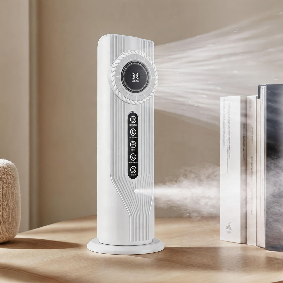 Portable USB Fan with Humidifier – 6-Speed Quiet Air Cooler for Desk