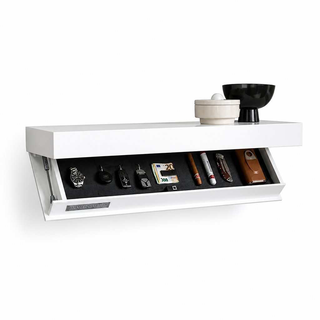 Hidden Compartment Floating Wood Wall Shelf