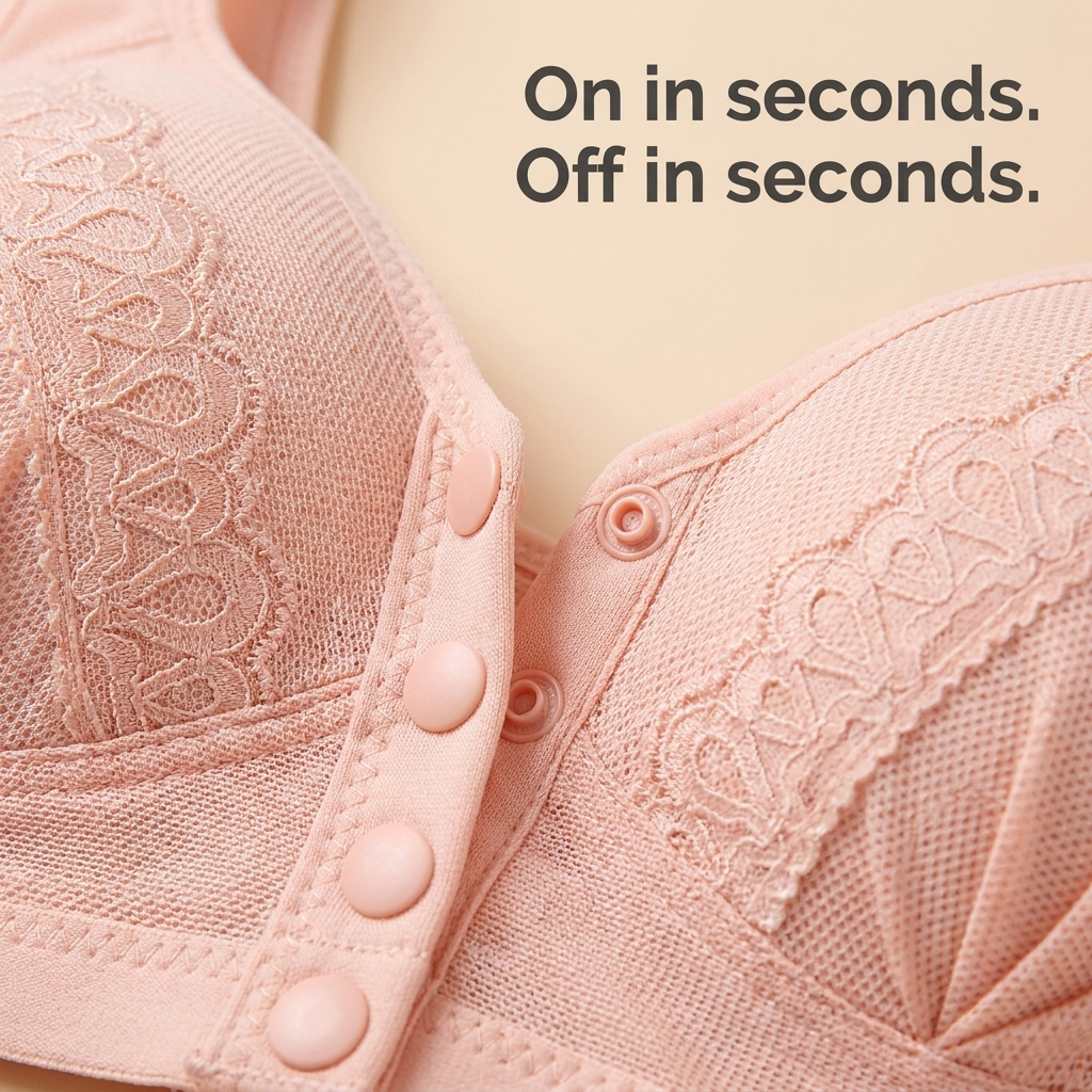 Sculptique™ – Front-Snap Wireless Lift Bra with Lace Accents