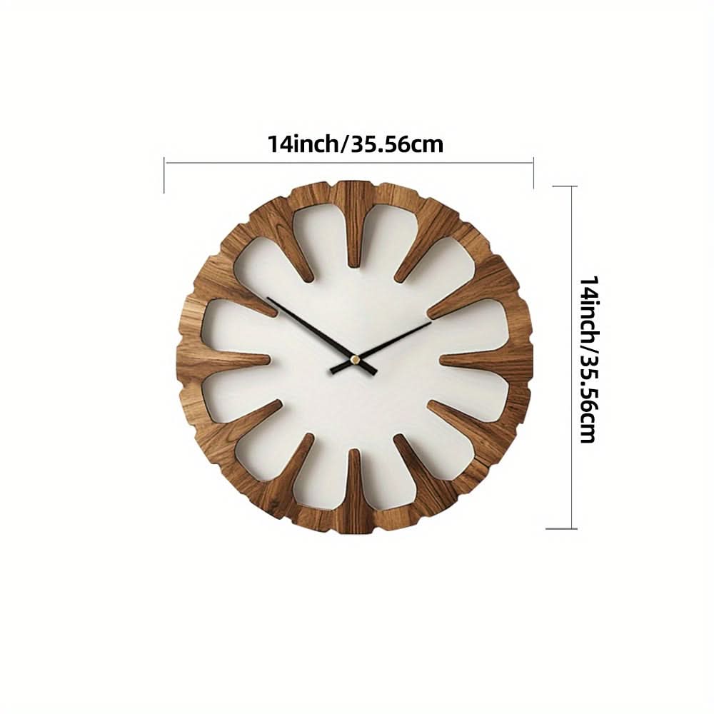 Silent Round Wall Clock in Artistic Wood Design