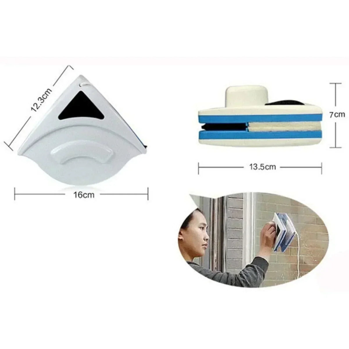 Magnetic Window Cleaner with Dual-Sided Design and Locking Mechanism