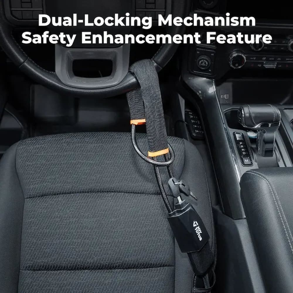 Car Anti-Theft Steering Wheel Lock with Steel Cable