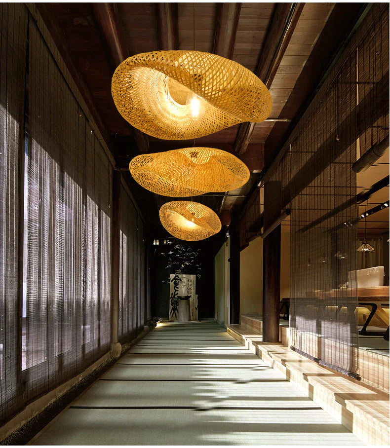 Handcrafted Bamboo Pendant Light – Warm Radiance Through Organic Weave