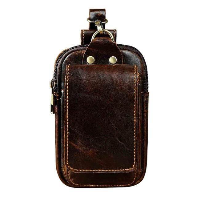 Men's Zippered Leather Waist Bag
