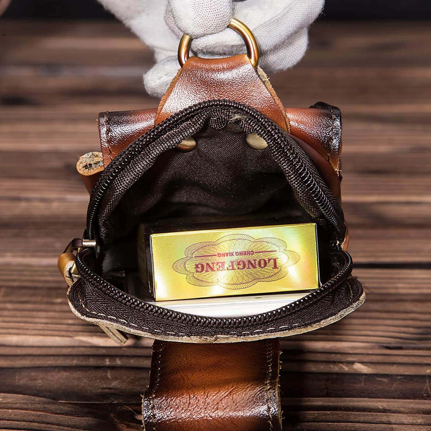 Men's Zippered Leather Waist Bag