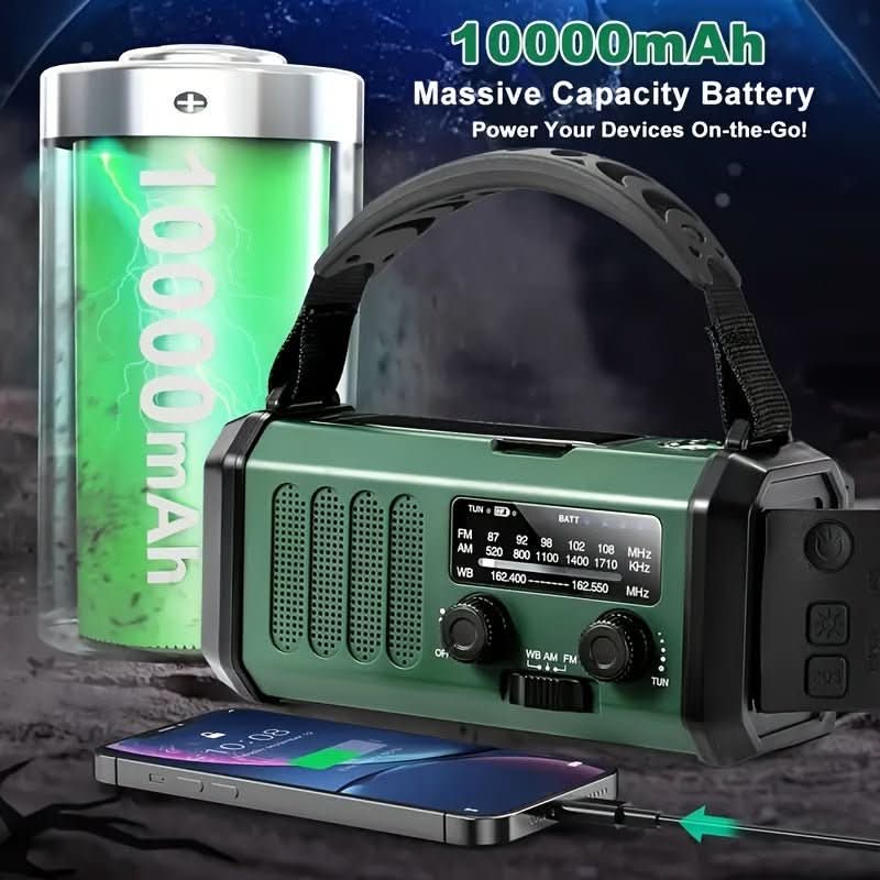 Emergency Radio with Flashlight and USB Charging - Solar Powered