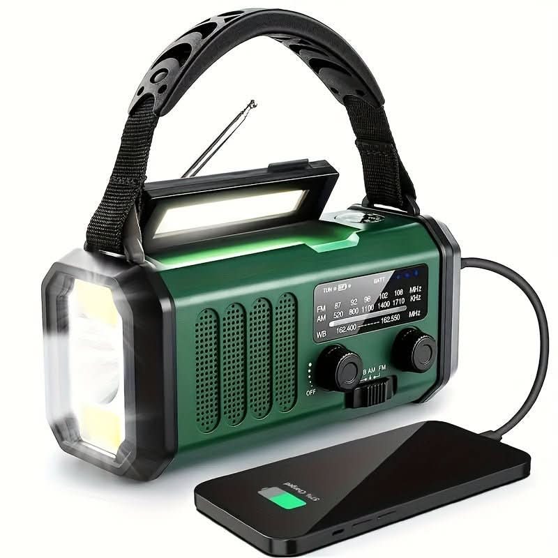 Emergency Radio with Flashlight and USB Charging - Solar Powered