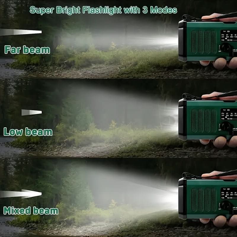 Emergency Radio with Flashlight and USB Charging - Solar Powered