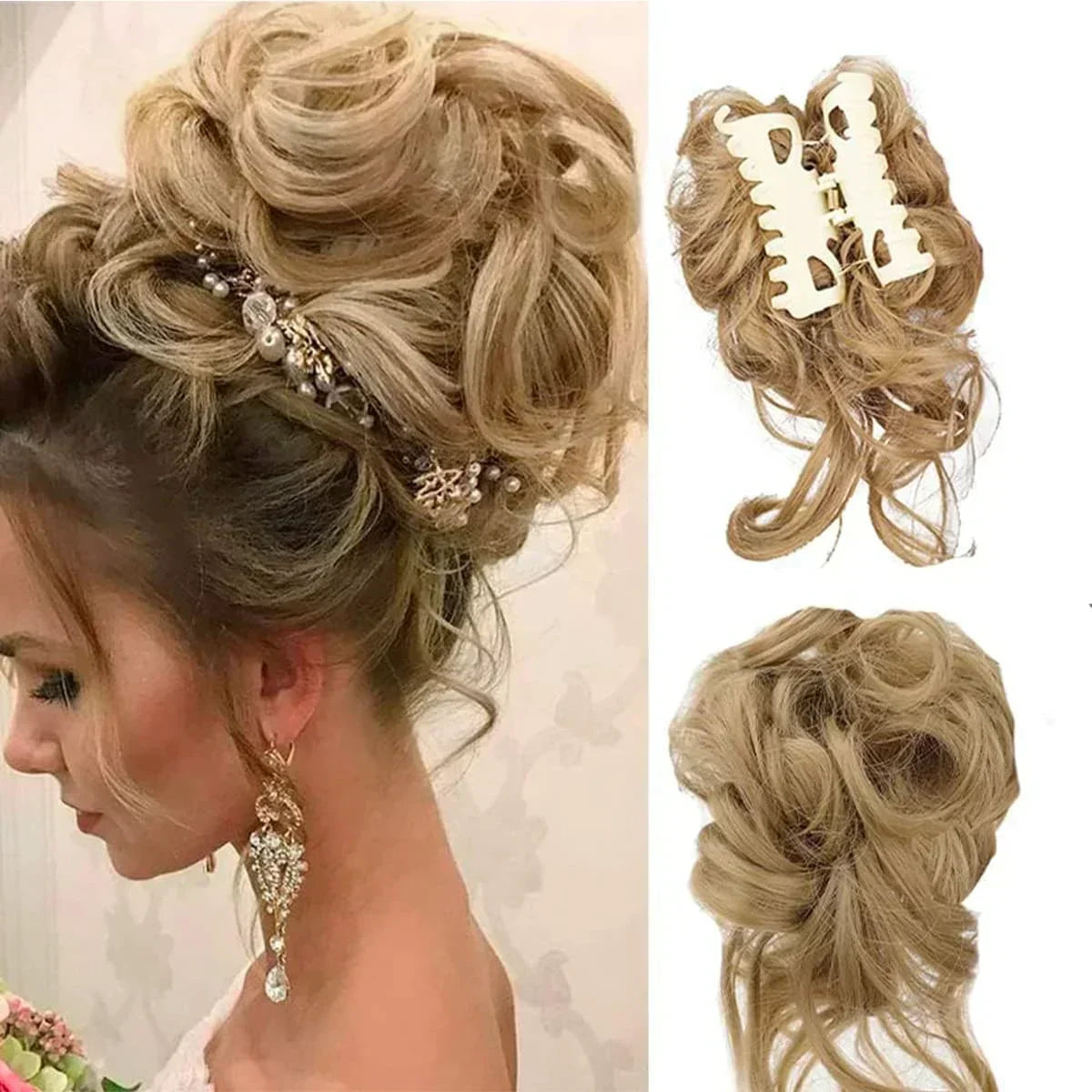 Curly Hair Bun Extension for Natural Volume - Clip-In Style