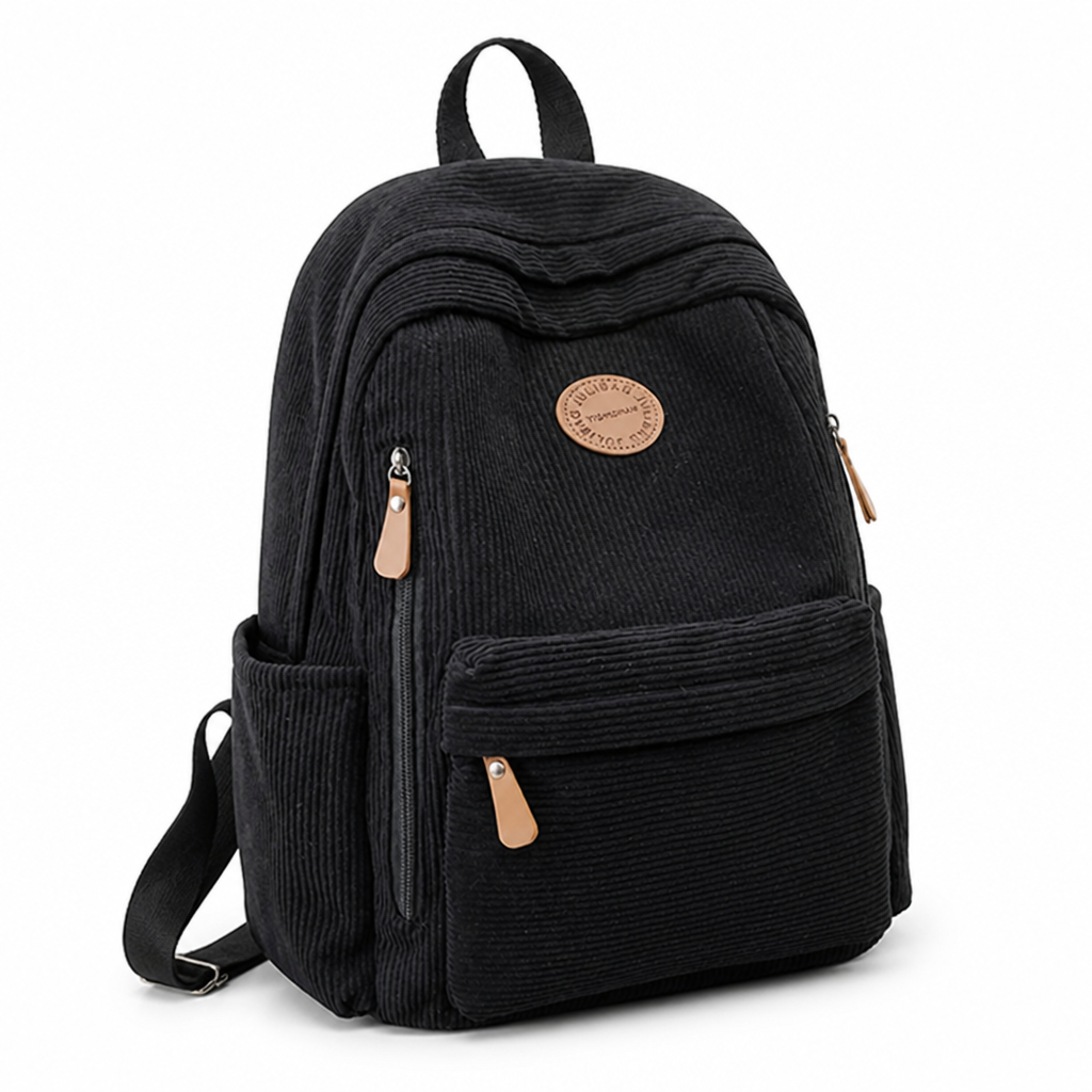 Lightweight Corduroy Multi-Pocket Backpack (Convertible Straps)