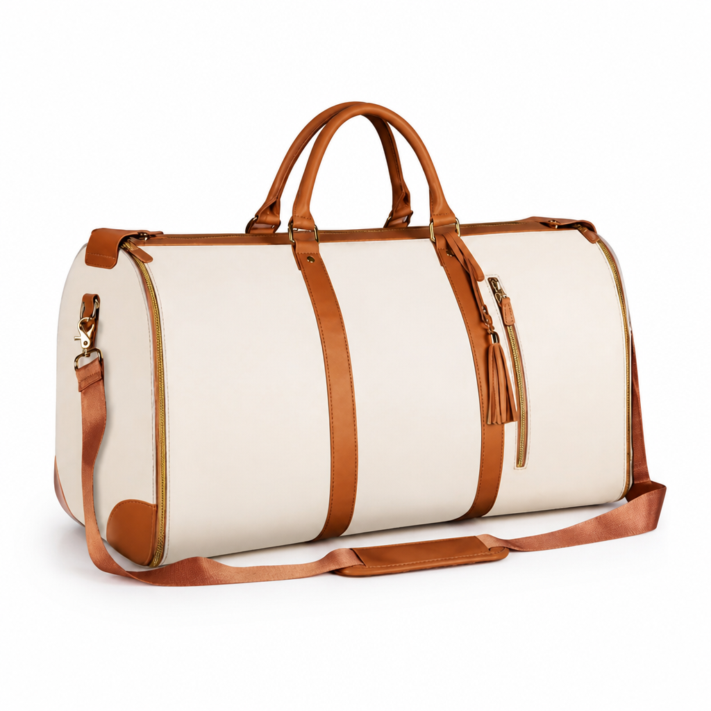 Foldable Patchwork Faux Leather Weekender Duffle