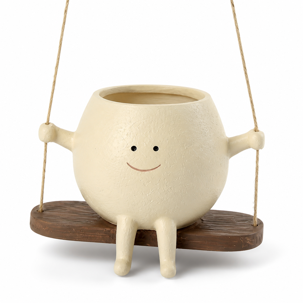 Weatherproof Resin Smiling Face Planter (Rocking Chair Design)