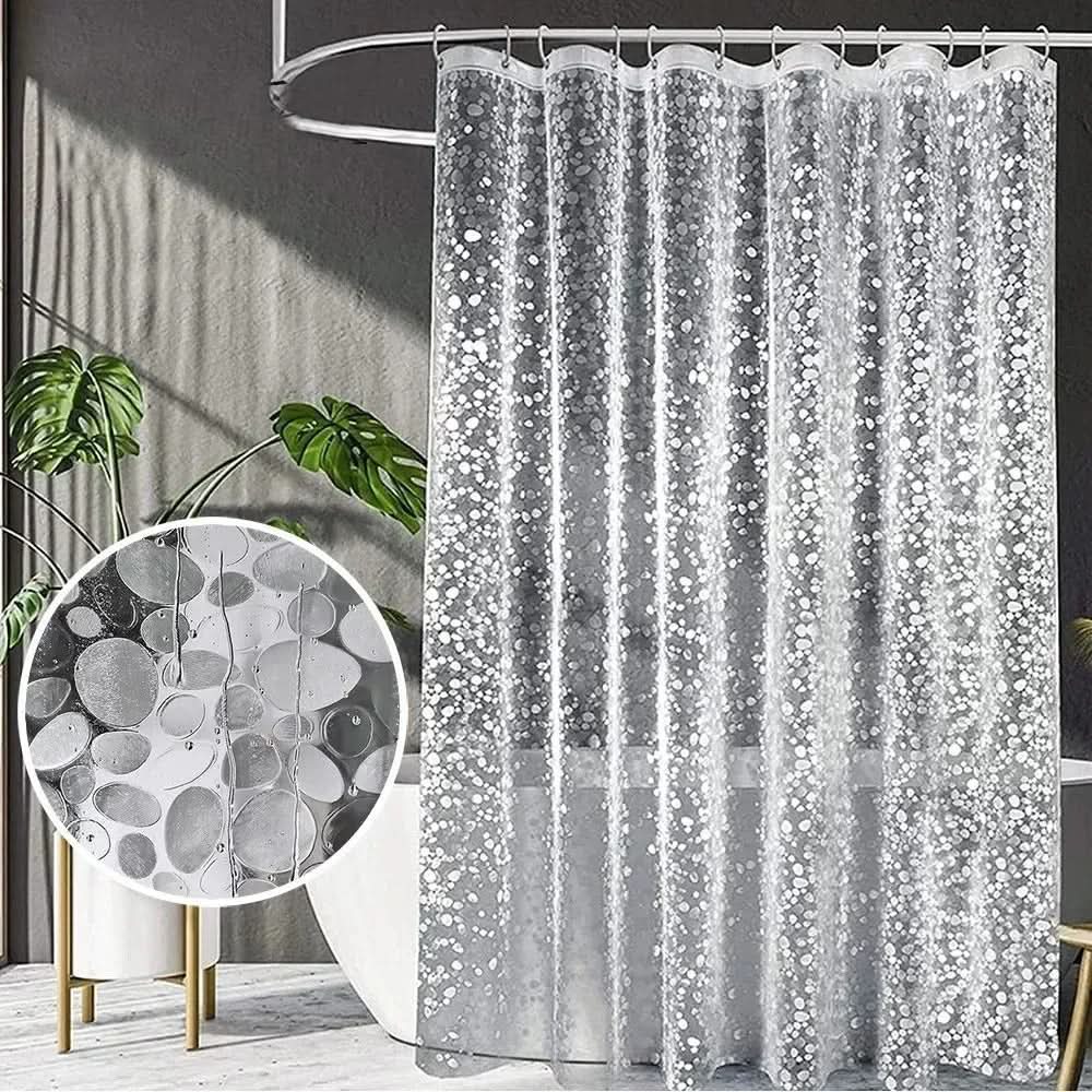 Transparent Waterproof Shower Curtain with Pebble Pattern