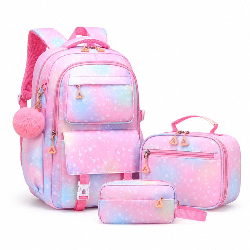 Large-Capacity Multiple-Pocket 16-Inch Backpack Set (3-Piece)