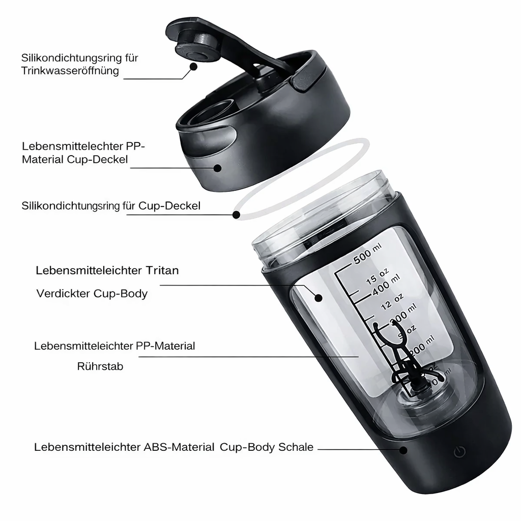 Smart Protein Mixer | Self-Stirring Blender Bottle | USB Rechargeable