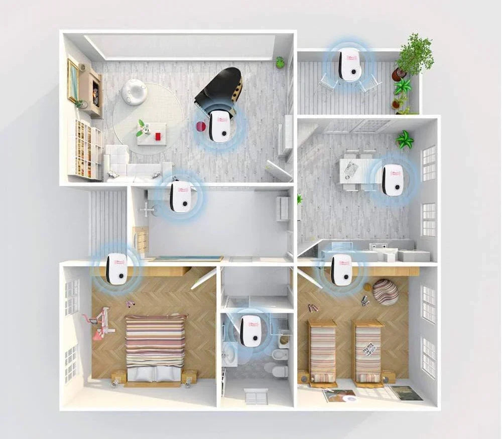 Plug-in Ultrasonic Pest Repeller for Rodents and Insects - 40 m², Safe for Pets