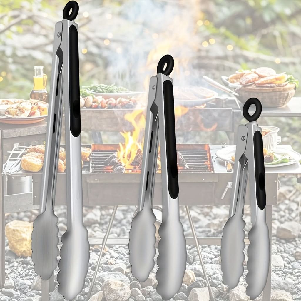 Stainless Steel Kitchen Tongs with Locking Mechanism