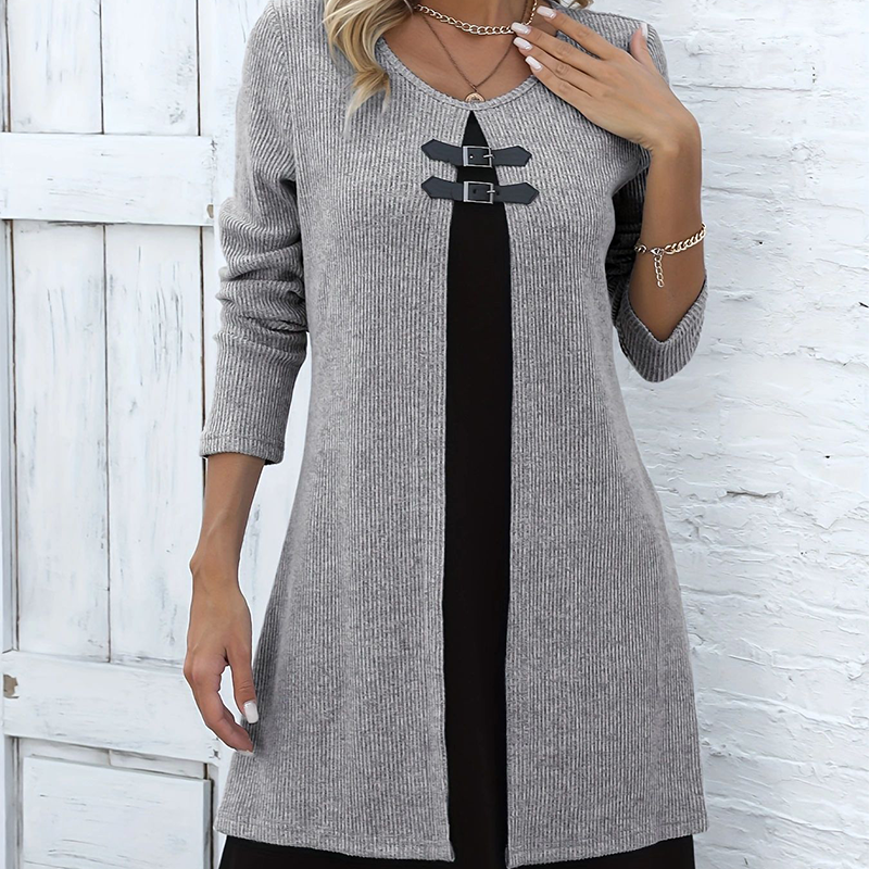 A-line Dress for Women Featuring Faux Leather Straps