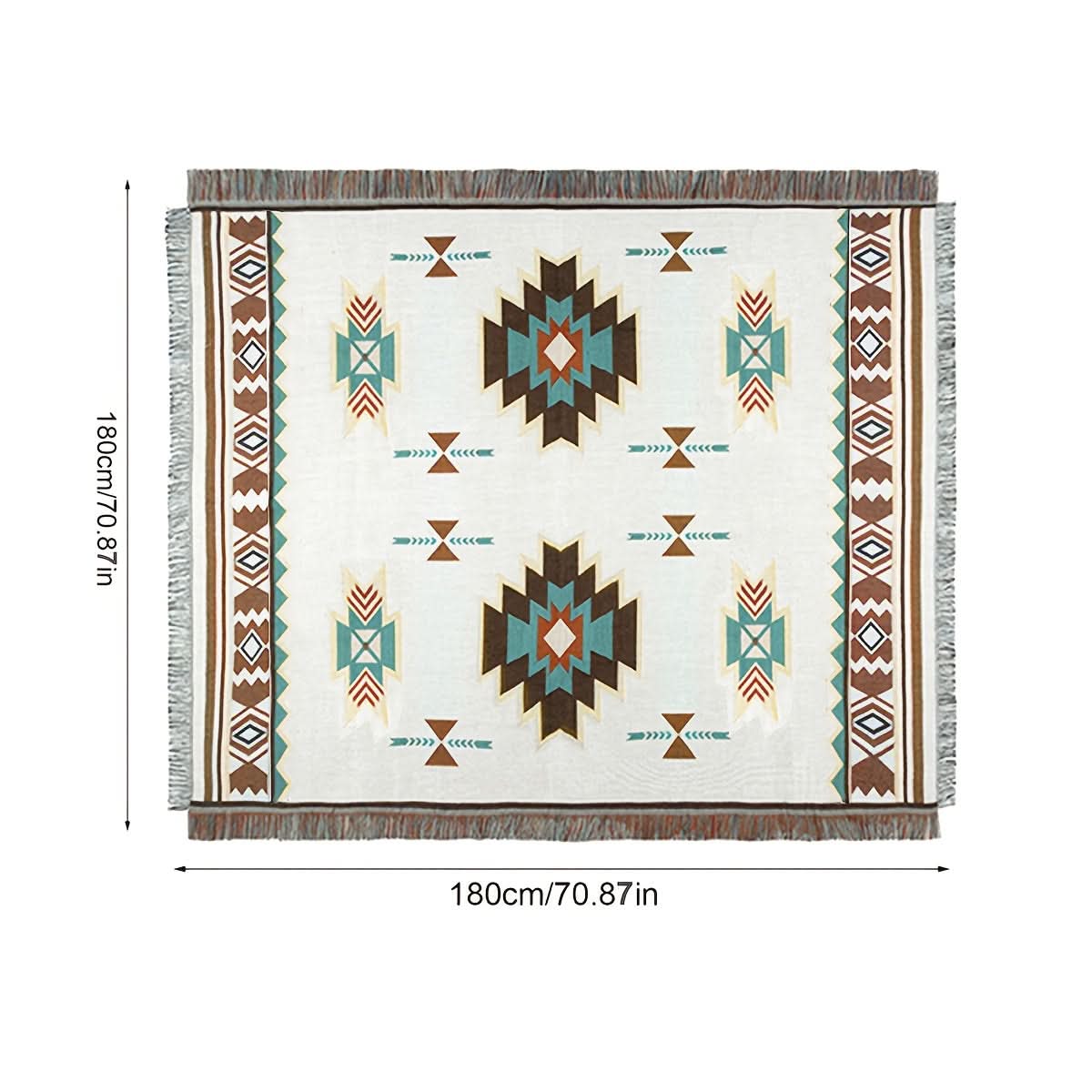 Southwestern Patterned Jacquard Blanket for Picnics
